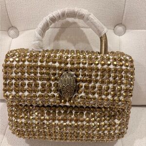 Kurt Geiger Gold Crystal Embellished Clutch
